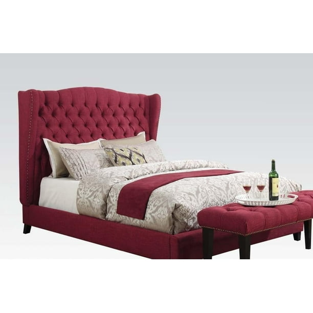 Red Linen Upholstered Queen Size Bed With Bench Acme Furniture 20890q Faye Com - Red Queen Size Bed Frame Red Linen Upholstered Queen Size Bed With Bench Acme Furniture 20890q Faye Com - Red Queen Size Bed Frame