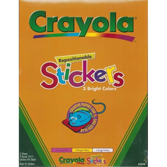RHEA- Crayola Repositionable Stickers For Inkjet Printers - 5 Sheets, 45 Stickers
