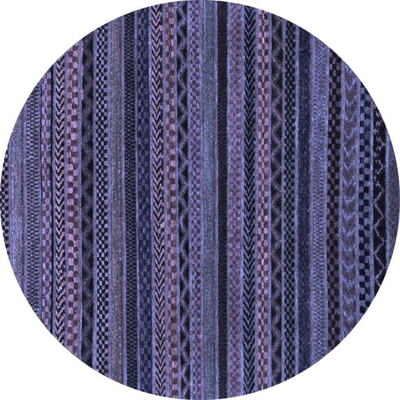 Ahgly Company Machine Washable Indoor Round Oriental Blue Modern Area Rugs, 5' Round