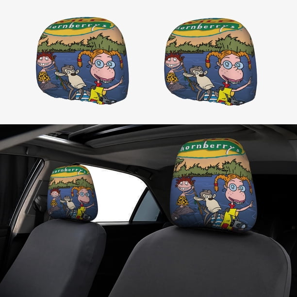 Los Thornberrys Funda Protectora Universal para Reposacabezas de Coche, Funda Elástica para Reposacabezas de Asiento de Auto, Funda de Tela Antipolvo, Accesorios de Interior 2 Piezas