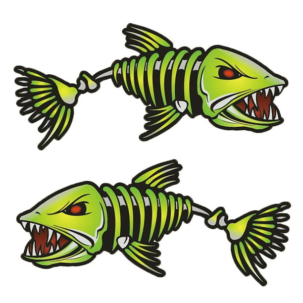 2 piezas de pegatinas de boca de pez pegatinas de pez esqueleto pesca yeacher Pegatina