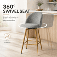 thumbnail image 4 of Homy Casa Set of 2 Bar Stools, 26.8" Seat Height, Grey Fabric Upholstered Counter Chairs with Footrest, 4 of 9