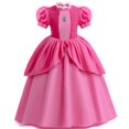 thumbnail image 1 of Vestido de Cosplay de princesa Peach para niña, traje de juego de rol para fiesta de cumpleaños, traje de actuación escénica para niños, vestidos de fantasía de Carnaval Fivean unisex, 1 of 2