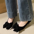 thumbnail image 4 of Women's Pumps Stiletto High Heel 3cm Pointed Toe Suede Bow Wedding Shoes for Bride Prom Party, 4 of 7