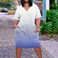 thumbnail image 2 of Brnmxoke Plus Size Dresses for Curvy Women Gradient Color Oversize T Shirt Midi Dress Loose Short Sleeve V Neck Tie Dye Print Dress 2025 Multicolor,XXL, 2 of 5