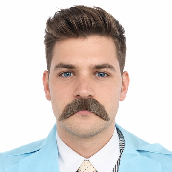 HPO Adult Men's Premium Cowboy Horseshoe Synthetic Facial Hair Mustache