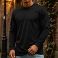 thumbnail image 2 of Men's Long Sleeve Tee Shirts Crewneck Curved Hem Plain Tee Moisture Wicking Casual T-Shirts Solid Color Black XXL, 2 of 7