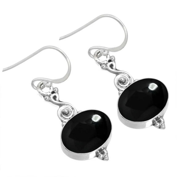 925 Sterling Silver Women Jewelry Natural Black Onyx Earring