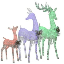 Pre-Lit Deer Family, Multicolor Lights, LED, Color Changing, Remote, 60, 52, and 36 Inch (Set of 3)