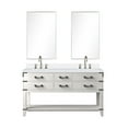 thumbnail image 3 of Norwalk 60 in W White Oak Double Vanity, White Quartz Top, Faucet Set, and 28 in Mirrors, 3 of 9