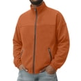 thumbnail image 4 of Agkizg Men's Fall Winter Jackets, Solid Stand Collar Full Zip Suedes Jacket Long Sleeve Casual Basic Outerwear with Pockets, 4 of 7