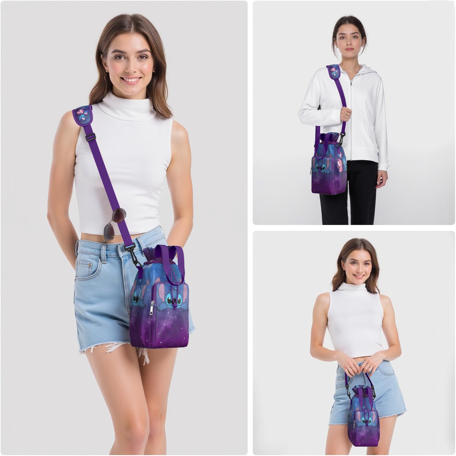 Insulated Cartoon Water Bottle Carrier Bag Sleeve with Strap Crossbody for 20/24/32/40oz Tumbler,Cartoon Movie Water Bottle Holder Sling Bag with Pocket Gifts for Women Men Adults