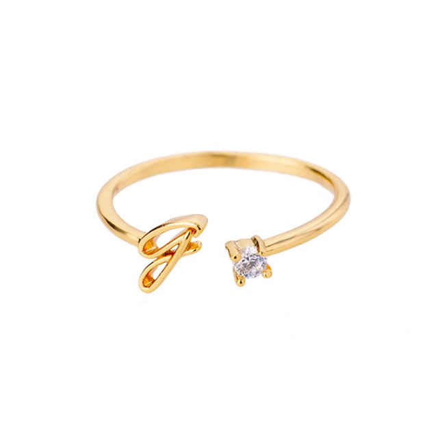 Kkkded Finger Ring Adjustable Electroplated Alphabet 26 - Letter Geometric Finger Ring - for Women