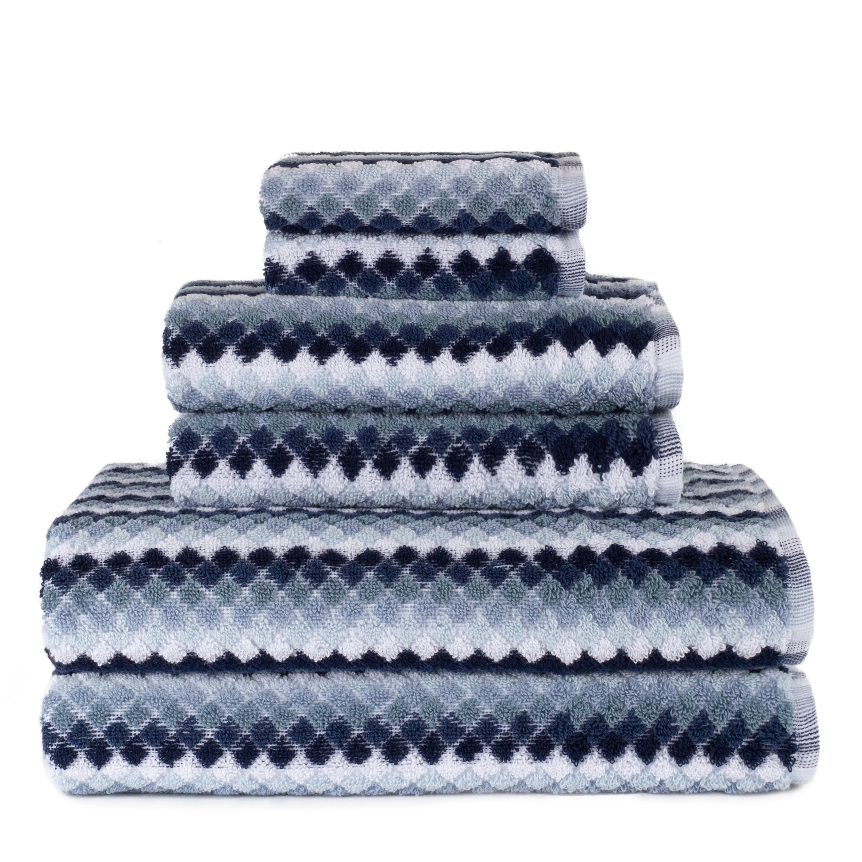 Central Park Studio Monetta Textured Stripe 6 Piece Bath Towel Set in ...