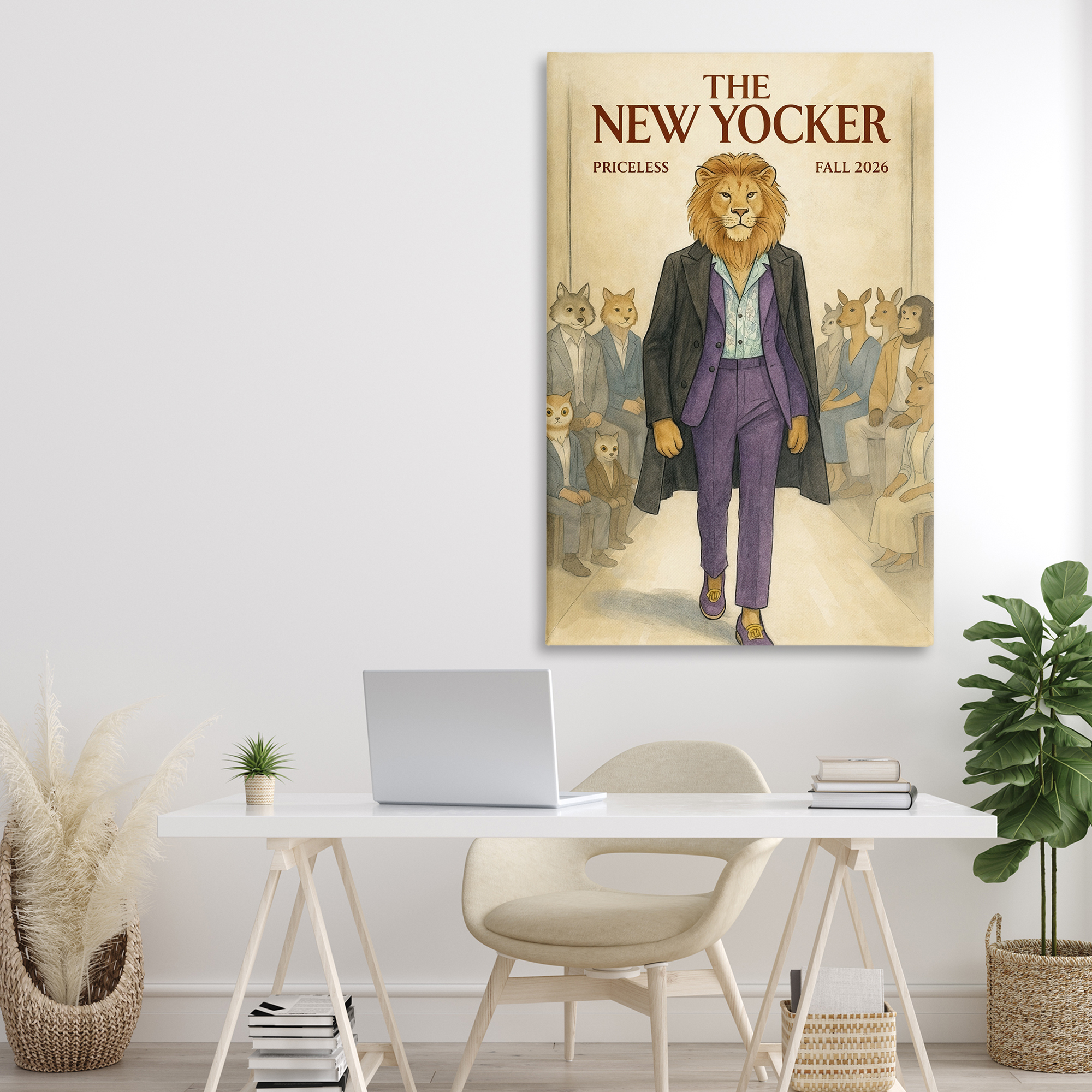 Stupell Industries New Yocker Lion Model Canvas Wall Art, design by Grotto Studios
