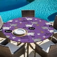 thumbnail image 6 of Purple Halloween Round Tablecloth, Fitted Table Cover with Elastic for 45"-54" Round Tables, Cat Bat Ghost Pumpkins Table Cloth Outdoor Indoor Dinning Party Waterproof Tablecloths, 6 of 7