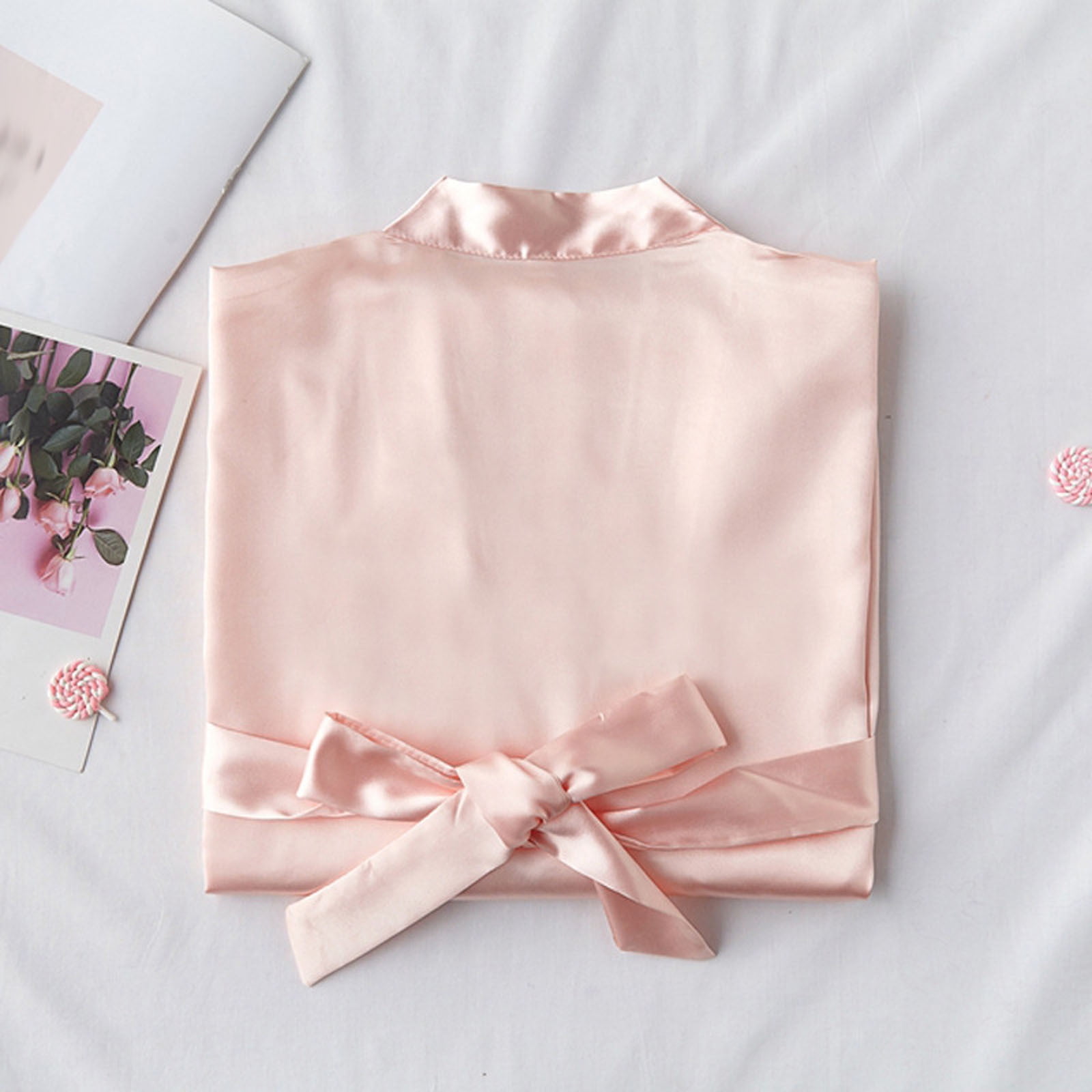 BONIXOOM Pajamas For Women Family Christmas Pajamas Matching Sets Sleepwear None Long Sleeve Sleep Tops Solid Pink M