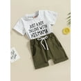 thumbnail image 3 of Bagilaanoe 2pcs Toddler Baby Boy Short Pants Set Letter Print Short Sleeve T-Shirts Tops + Shorts 6M 12M 18M 24M 3T Kids Casual Summer Outfits, 3 of 7