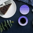 thumbnail image 5 of FMSHPON Lavender Purple Scalloped Pattern Set of 4 Round Coaster for Drinks, Absorbent Ceramic Stone Coasters Cup Mat with Cork Base for Home Kitchen Room Coffee Table Bar Decor, 5 of 5