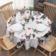thumbnail image 3 of Dog Pattern with Hearts Round Tablecloth 60"x60",Wrinkle Wipeable Table Cloth for Kitchen Dining Room Picnic Patio Party, 3 of 6