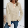 thumbnail image 3 of Sudadera de Cuello en V para Mujer, Larga, Estilo Jersey Albaricoque XL, 3 of 5
