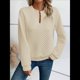 thumbnail image 3 of Sudadera de Cuello en V para Mujer, Larga, Estilo Jersey Albaricoque XXL, 3 of 5
