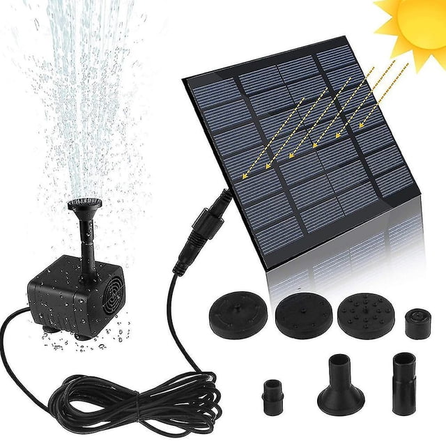 Fuente solar de 1,5 W, bomba de estanque solar mejorada, bomba de agua, 6 boquillas Afortunado Sencillez