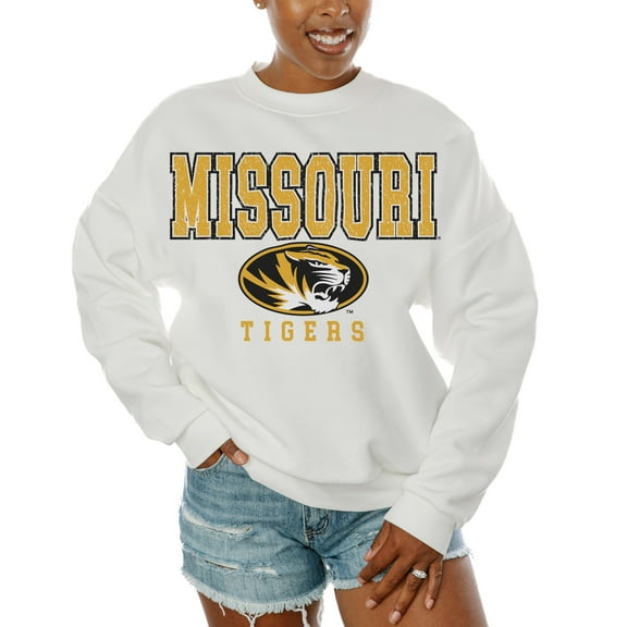 Women's Gameday Couture  White Missouri Tigers Freestyle Fleece Pullover Sweatshirt