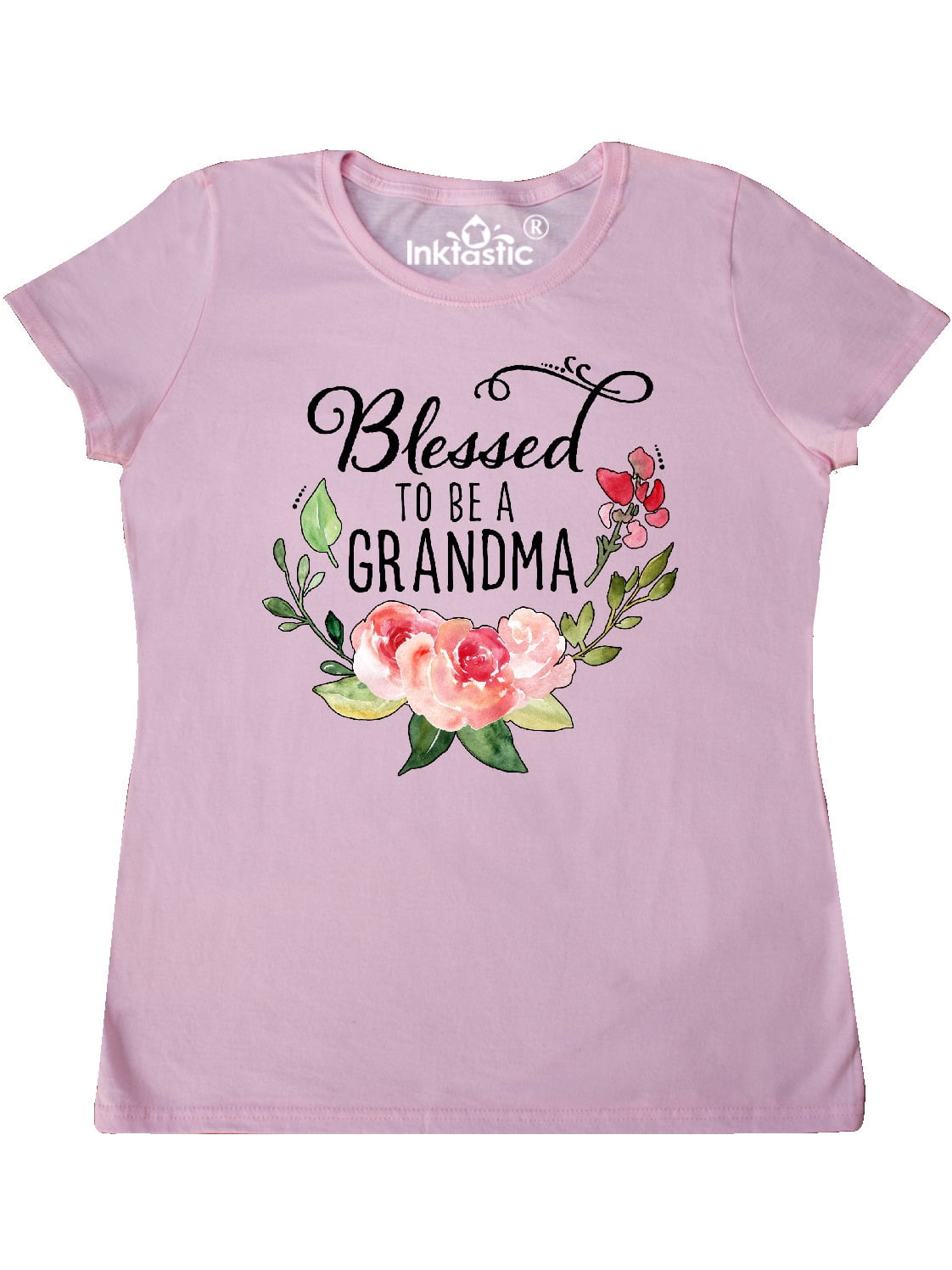 INKtastic - Blessed to Be a Grandma with Flowers Women's T-Shirt ...
