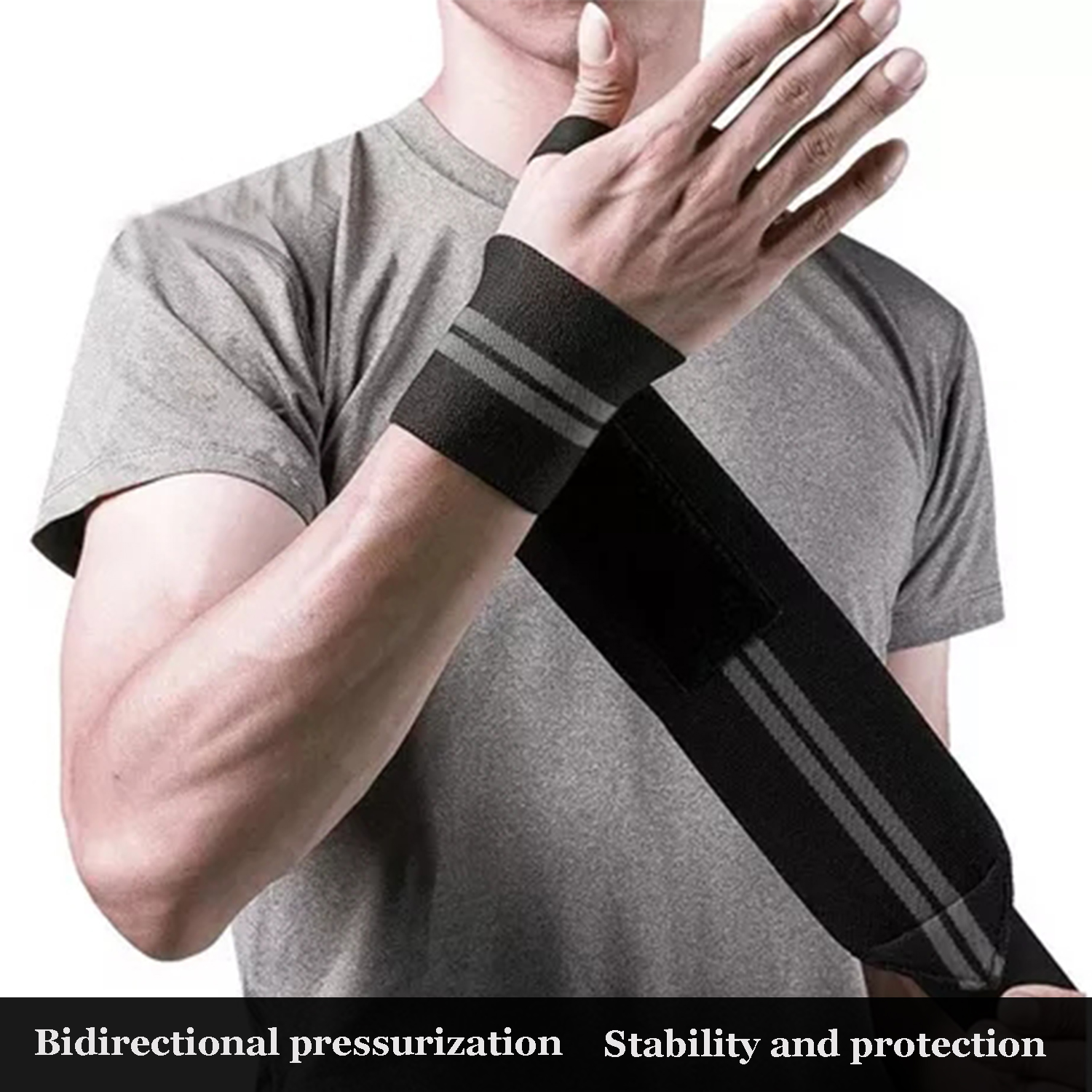 Ponpon 2Pcs Weight Lifting Wrist Wraps, Wrist Support Brace for Wrist Pain Relief, Wrist Straps for Gym Powerlifting Weightlifting Strength Training, Gray