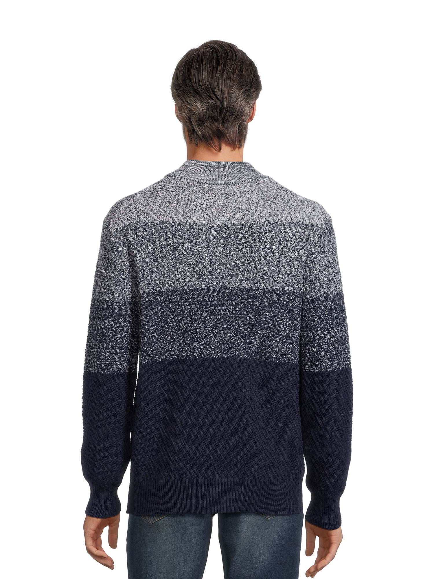 Tribekka 44 Men's Gradient Mock Neck Quarter Zip Sweater with Long Sleeves, Sizes S-2XL