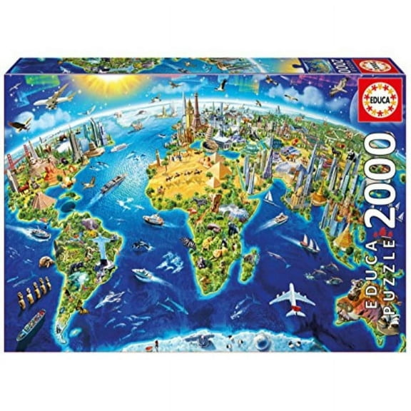 educa children's 2000 world landmarks globe puzzle