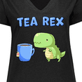 thumbnail image 4 of Inktastic Tea Rex Cute Green Dinosaur Pun Women's Plus Size V-Neck T-Shirt, 4 of 5