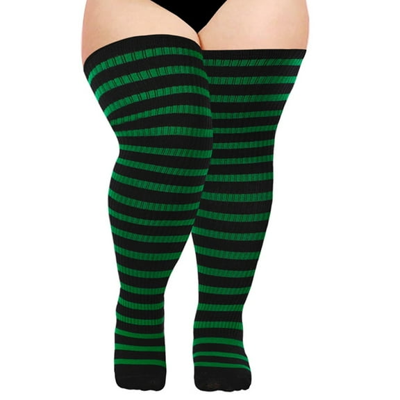 JZROCKER Women Thigh High Socks Striped Knitted Over Knee Stocking Leg Warmer