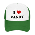thumbnail image 2 of I Heart Candy Love Food Funny Trucker Hat Baseball Cap Unisex Green, 2 of 5