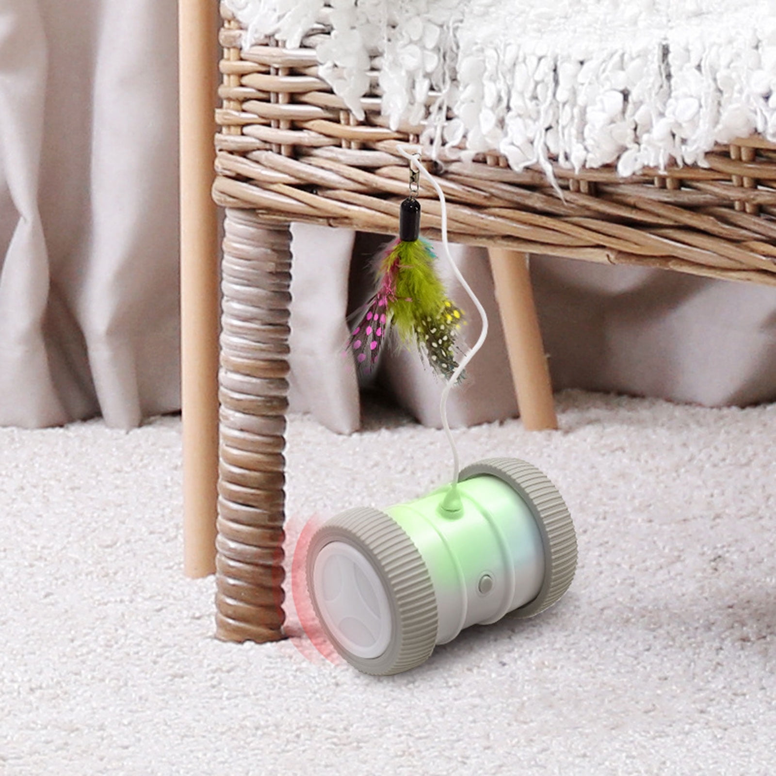 lanema Interactive for Cat Toy Automatic Roller with Feather for Kitten Hunting Simulat