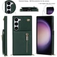 thumbnail image 2 of Crossbody Wallet Case for Samsung Galaxy S23+ Plus, PU Leather Zipper Handbag Purse Flip Cover with Kickstand Case for Samsung Galaxy S23 Plus ZP Green, 2 of 17