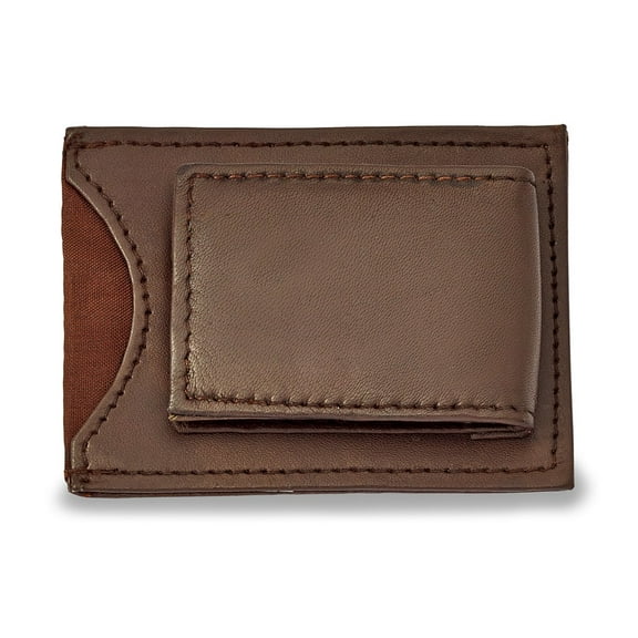FB Jewels Brown Leather Magnetic Money Clip with ID Slot
