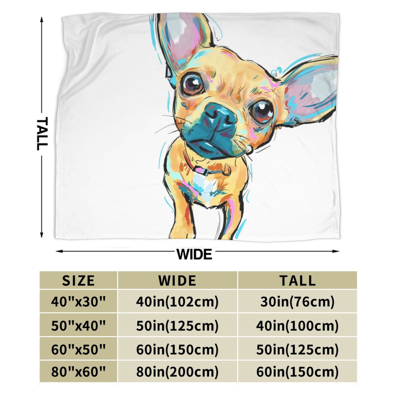 Wijzvio Chihuahua Dogs Throw Blanket Soft Fuzzy Fleece Blanket For Couch Bed Living Room Decoration 50"X40"