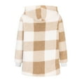 thumbnail image 6 of Fall Jackets for Women New Plaid Jacket for Women Casual Comfy Open Front Hooded Fleece Coat Winter Oversized Cardigan with Pockets Beige M, 6 of 6