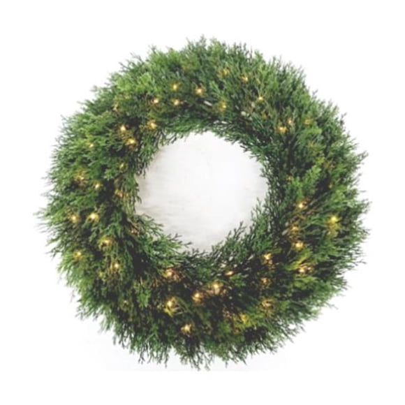 Charm Tree C16 W41632024C 24 Po. Couronne Cèdre 70 LED Lumières Blanc Chaud Fonctionnement à Piles