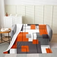 thumbnail image 2 of Black White Grey Orange Fleece Blanket Geometric Square Throw Blanket Adults Geometry Striped Blanket 30x40 Inch Mid Century Modern Abstract Luxury Soft Bed Blanket, 2 of 4
