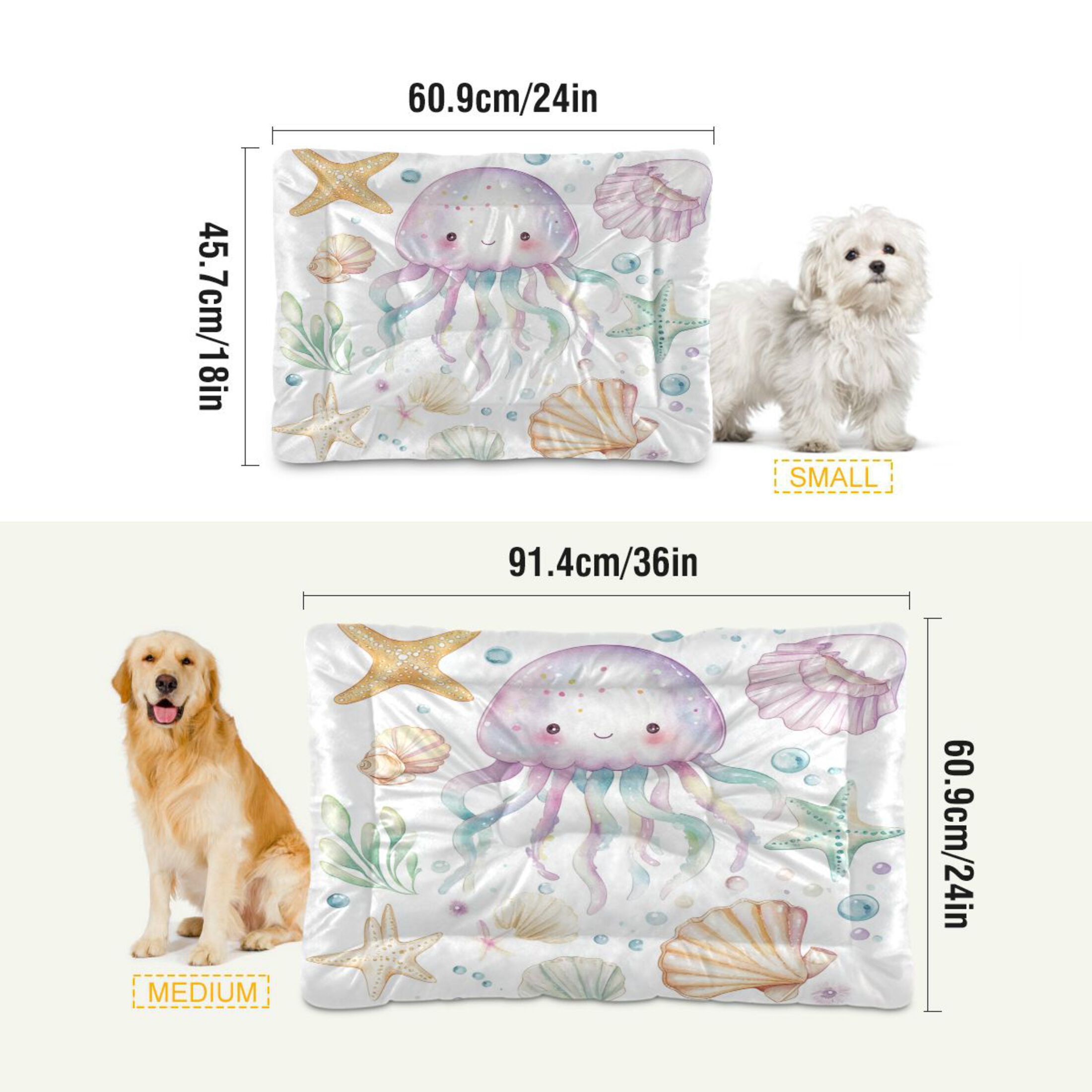 Qxltty Jellyfish Shell Figure Ped Pad Wear-resistant and Hard to Bite Through Sleeping Pad for Small Medium Large Dogs Winter Pet Bed 36×24in