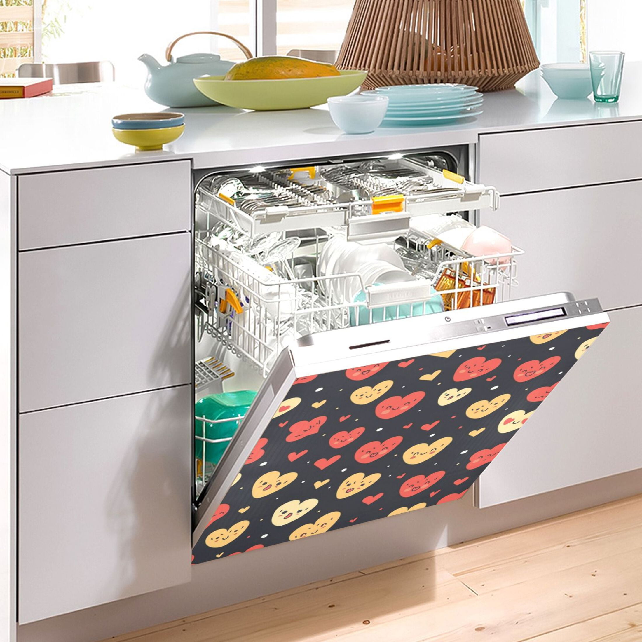 Dishwasher Magnetic Sticker 23x26 Inch Refrigerator Magnetic Sticker Washing Machine Magnetic Sticker Kitchen Panel Magnetic Sticker Home Decor Cartoon Color Love Heart