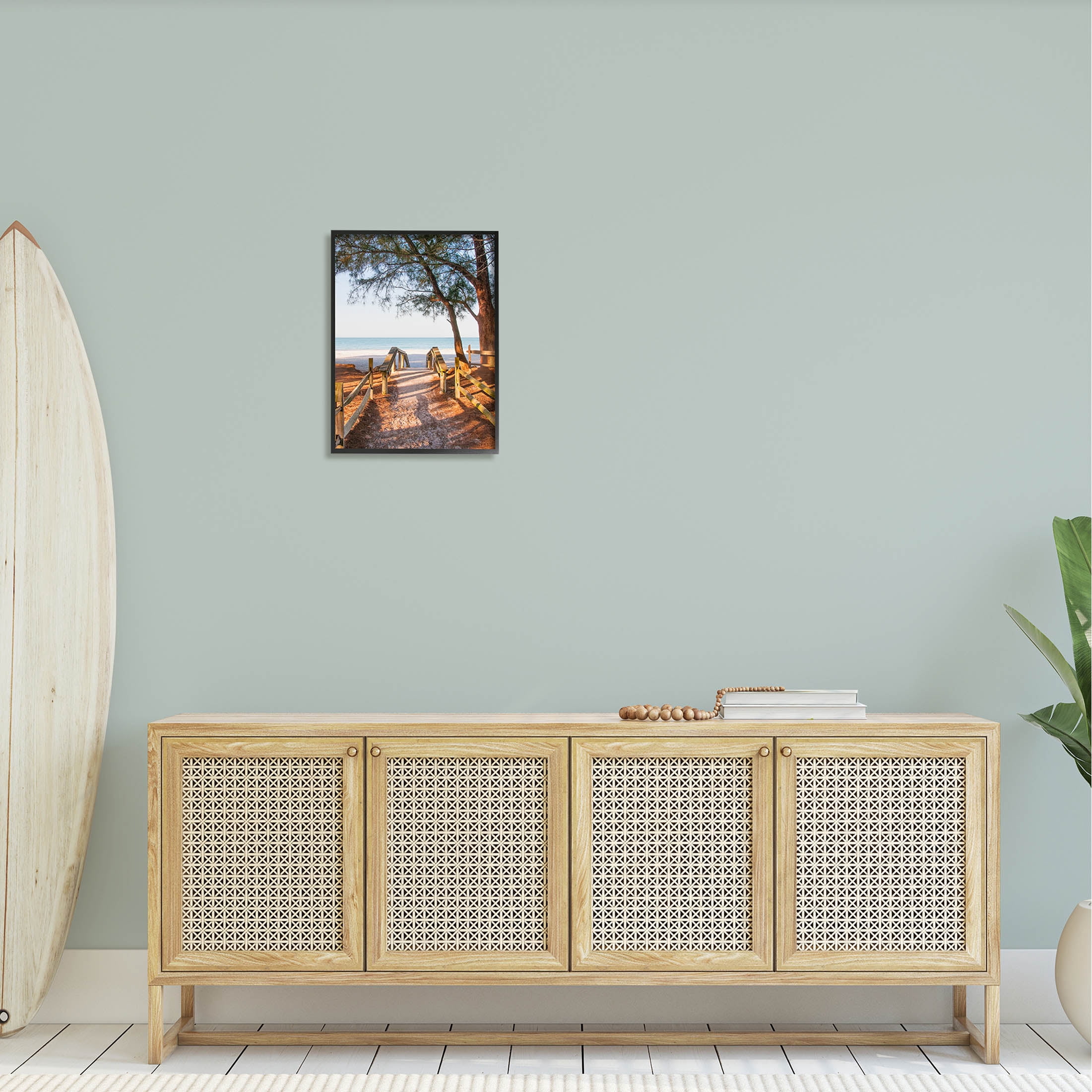 Stupell Industries Relaxing Beach Walkway Coastal Path Photograph Black Framed Art Print Wall Art, Design by Mary Lou Photography