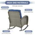 thumbnail image 5 of POCASSY Outdoor Rocking Chairs with Cushion, 3 Pieces Patio Rocker Gray Wicker Rattan Set with Wicker Side Table for Porch Deck Balcony, Blue, 5 of 8