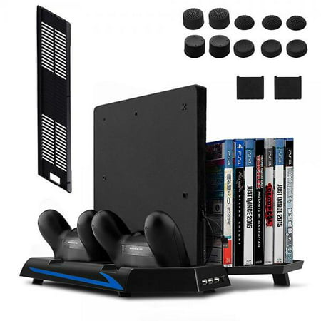 [Newest Version] Keten Vertical Stand for PS4 Slim / PS4 with Cooling Fan 2 in 1 Controller Charging Station/ Game Storage 3 Port USB Hub - An All-In-One Area for All Your Gaming