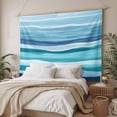 thumbnail image 3 of Ocean Beach Tapestry for Bedroom Wall Hanging Tapestry, Modern Blue Coastal Wave Oil Painting Art Ceiling Backdrop Tapestries Poster Blanket Wall Decor for Teens Room Living Room Dorm 55" x 73", 3 of 8