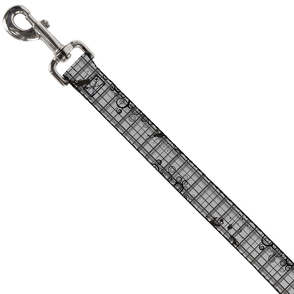 Buckle-Down Pet Leash, Dog Leash, Plaid Curls Gray, 6 Feet Long 1.0 Inch Wide