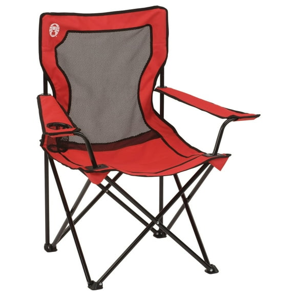 Coleman Broadband Mesh Quad Adult Camping Chair, Red